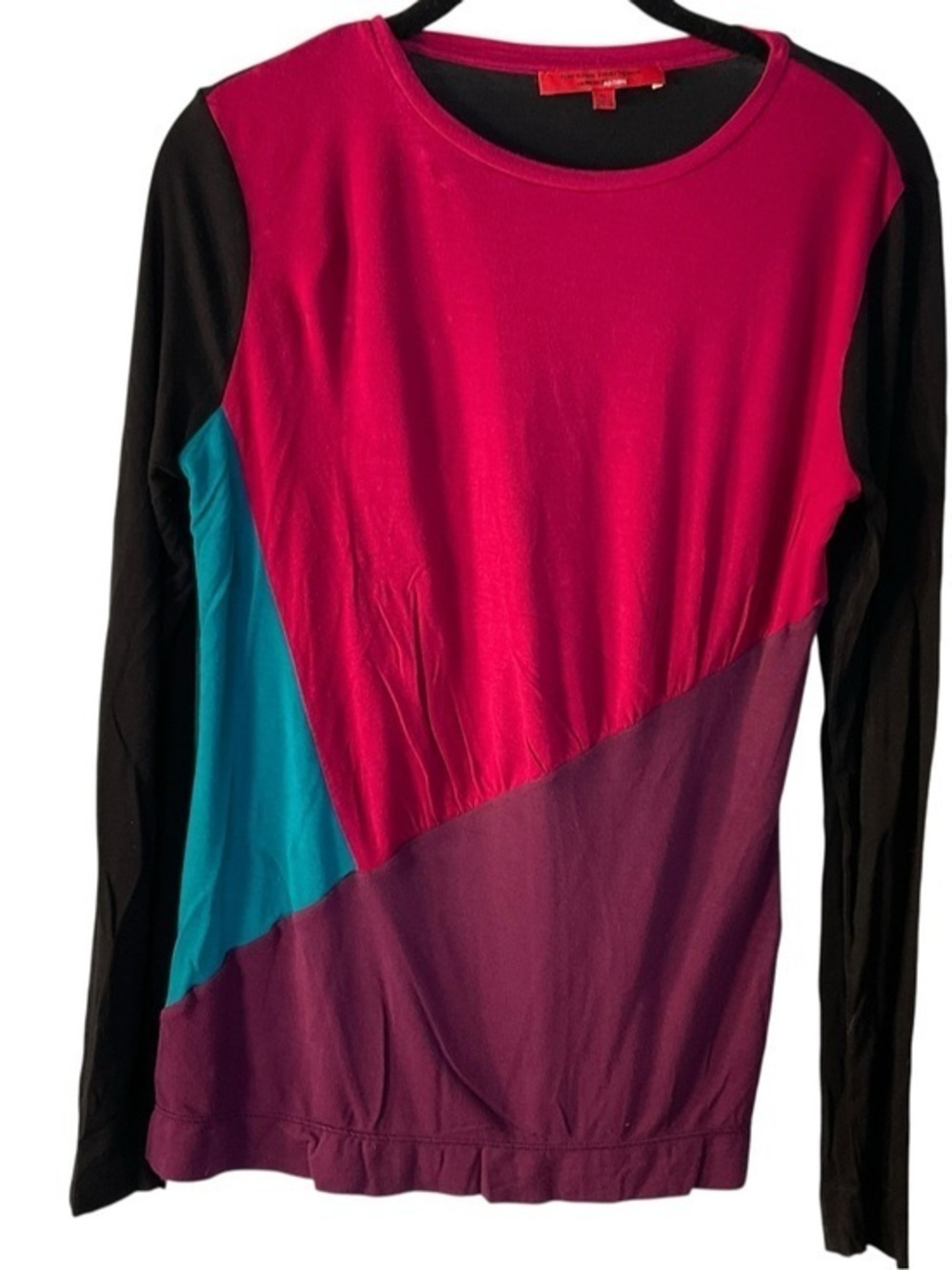 Narciso Rodriguez Pink, Teal & Plum Colorblock Long Sleeve Tee